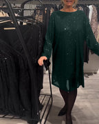 Elegant Backless Strappy Sequin Dress