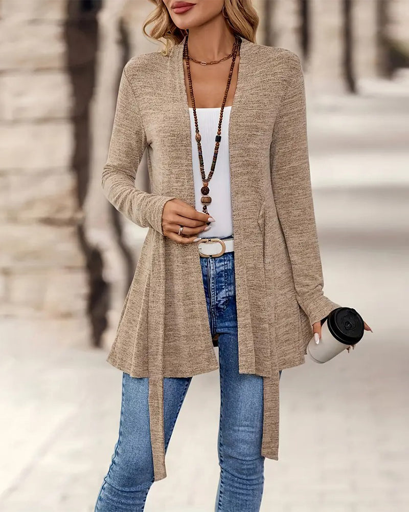 Solid Color Long-Sleeved Casual Fashion Cardigan