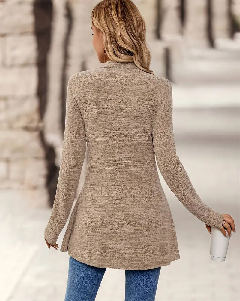 Solid Color Long-Sleeved Casual Fashion Cardigan